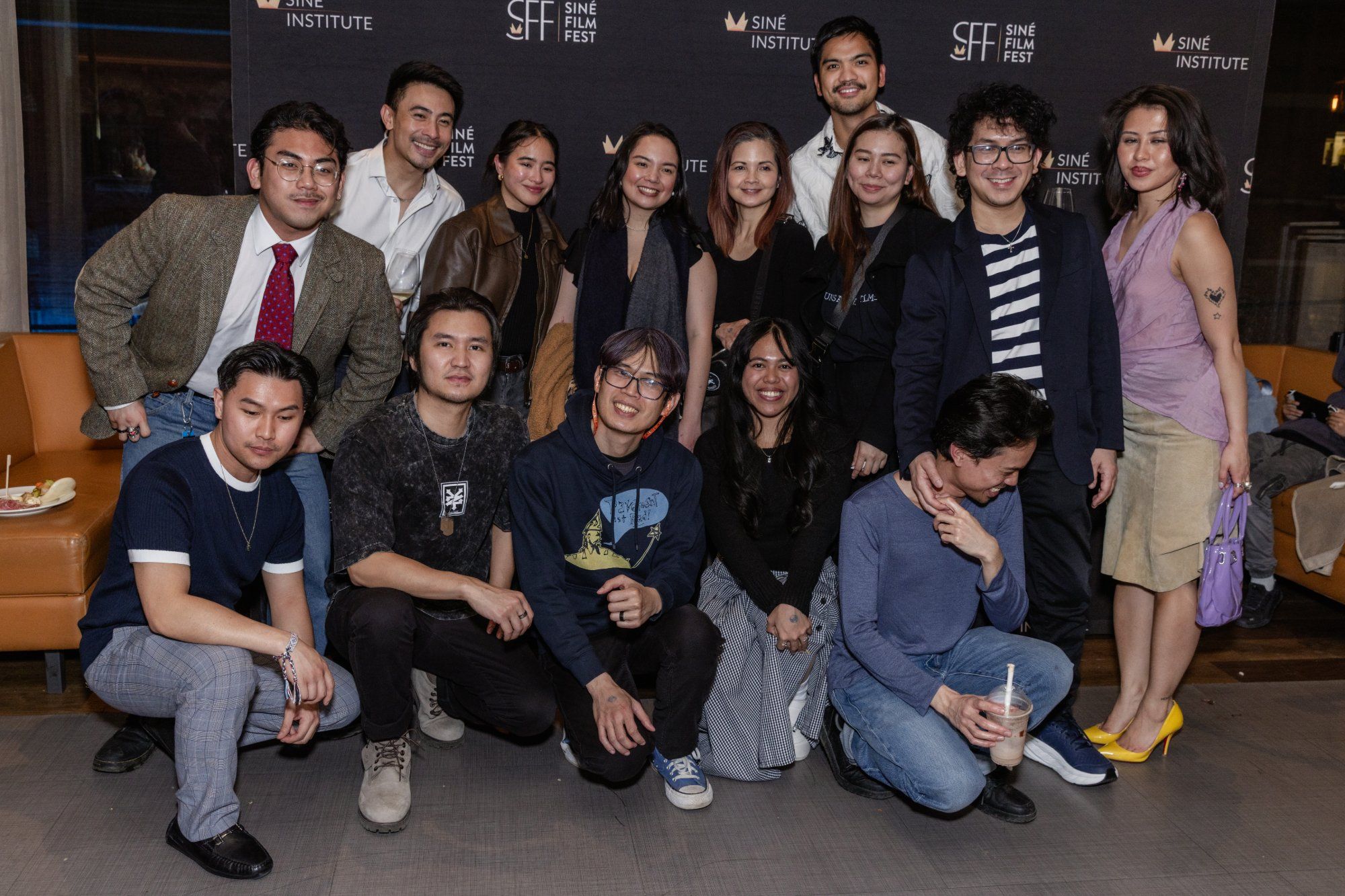 Young filmmakers and friends together at a Siné Film Fest party