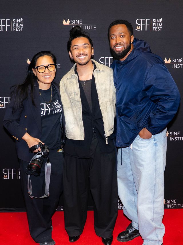 Three filmmakers on the red carpet